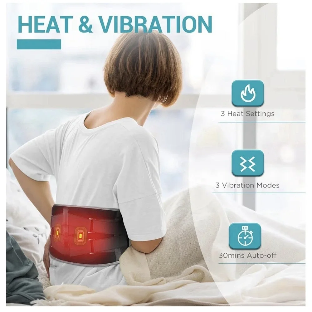 Cordless Heating Pad with Massager for Back Pain Relief, Portable Lower Back ...